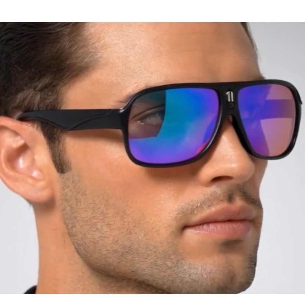Mens Sunglasses Green Mirrored Lens UV400 Cyberpunk, Futuristic, Sporty Retro